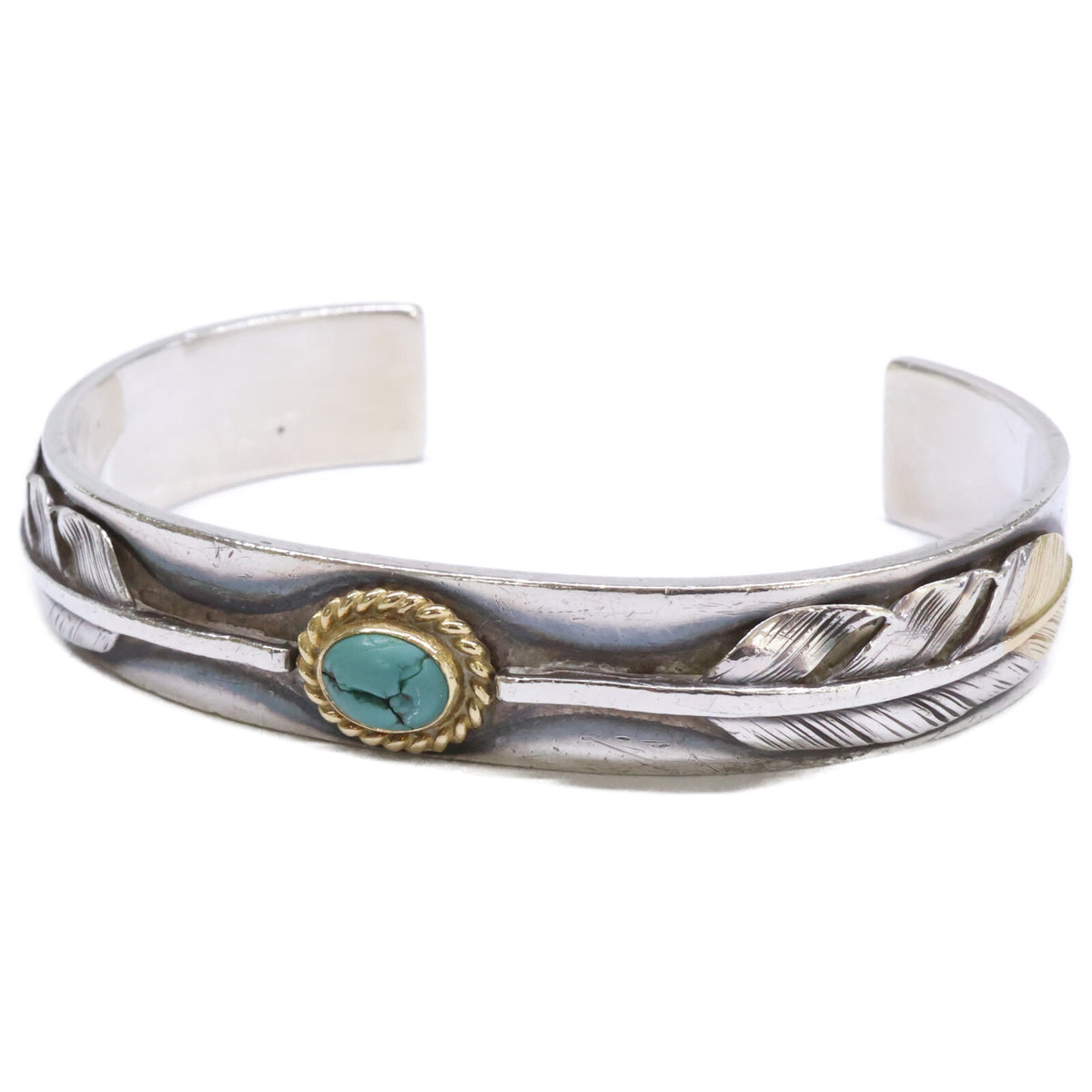 WASHIMITARO 鷲見太郎 M plain bangle 12mm 6x8 K18 cup turquoise 6x8 S feather K18 top 01 S feather K18 top 02 フェザー ターコイズ バングル