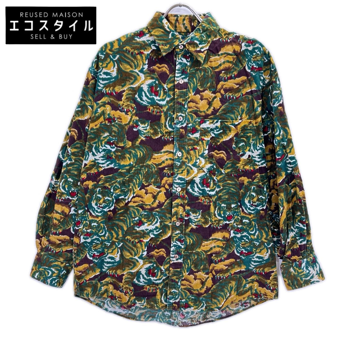 KENZO ケンゾー 虎/タイガー総柄プリントコーデュロイシャツ トップス