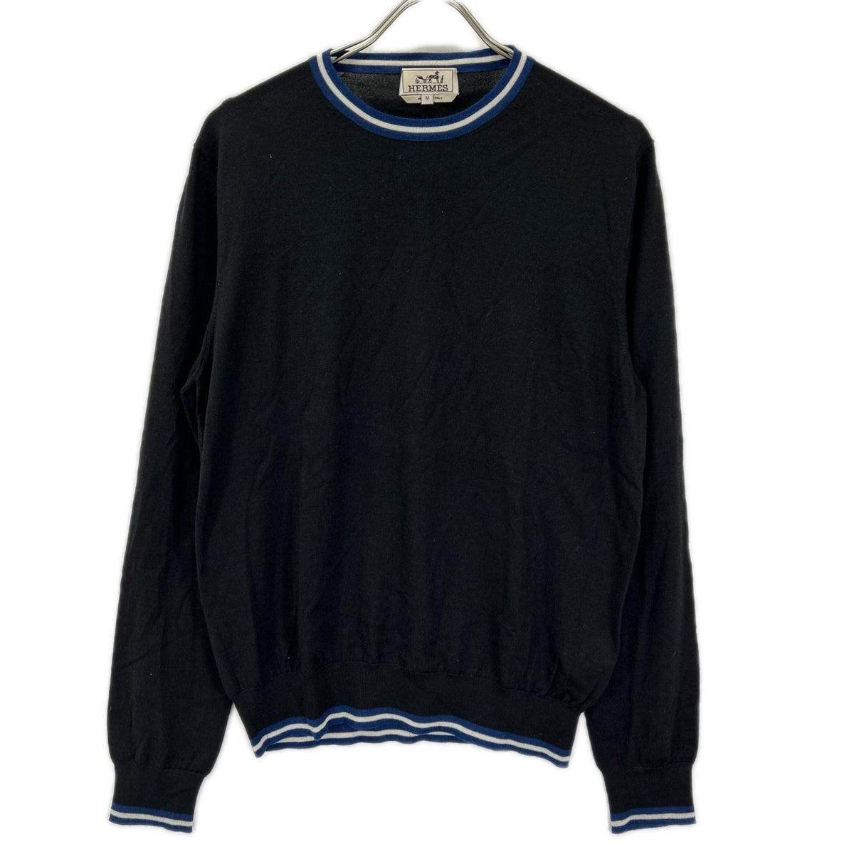 HERMES エルメス ブラック カシミヤシルクラインネックニット トップス