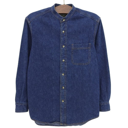 Eddie Bauer エディーバウアー 美品 緑タグ デニム バンドカラー シャツ トップス メンズ ブルー XS 00s トップス