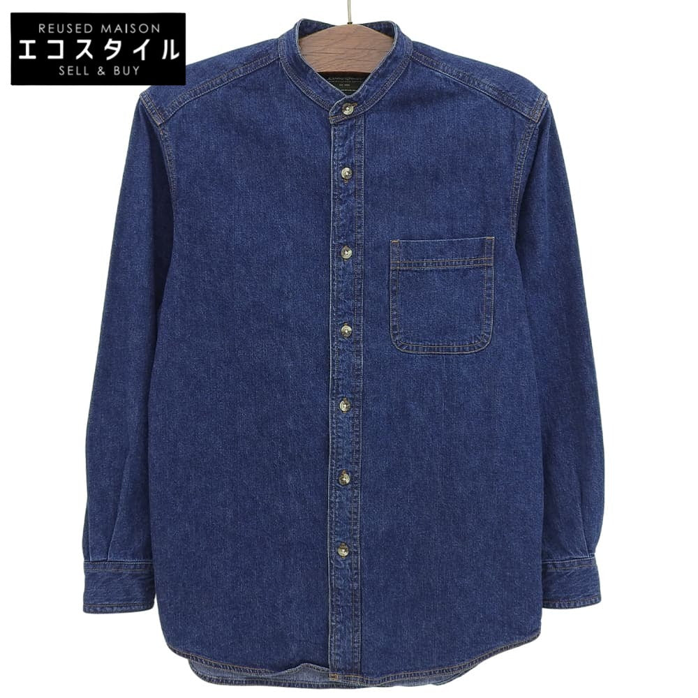 Eddie Bauer エディーバウアー 美品 緑タグ デニム バンドカラー シャツ トップス メンズ ブルー XS 00s トップス