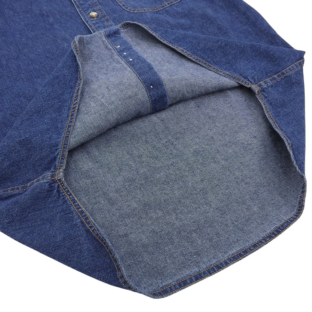 Eddie Bauer エディーバウアー 美品 緑タグ デニム バンドカラー シャツ トップス メンズ ブルー XS 00s トップス