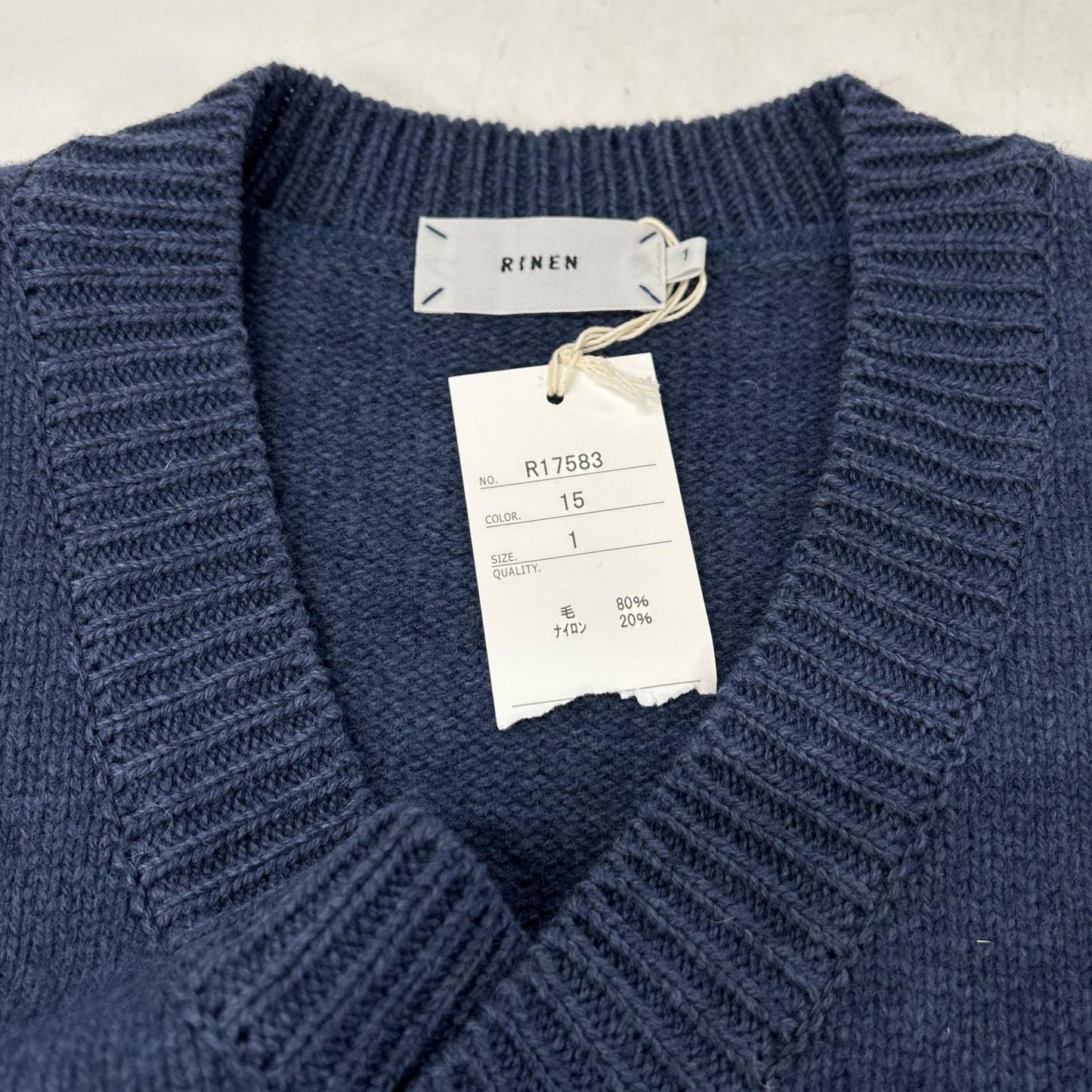 RINEN リネン 2/14 ウール天竺編み Vネック ニットベスト トップス