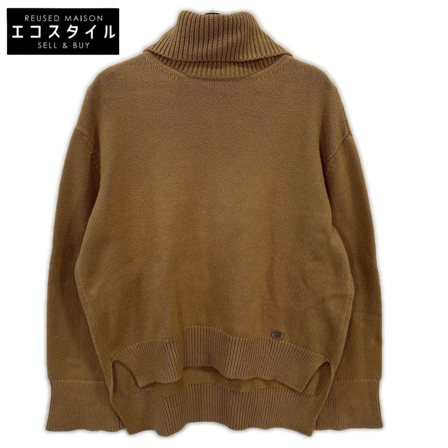 DAISY LIN デイジーリン ﾌﾞﾗｳﾝ ｺｯﾄﾝ ﾀｰﾄﾙﾈｯｸ ﾛﾝｸﾞｽﾘｰﾌﾞﾆｯﾄ トップス F
