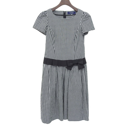 美品 格子呢 蝴蝶结 连衣裙 女式 黑色/白色 36 PM-811329 连衣裙 36 女式