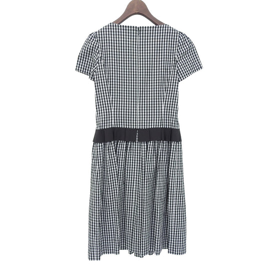 Excellent Condition Gingham Check Ribbon Dress for Women Black/White 36 PM-811329 Dress 36 for Women