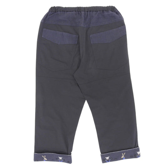 OLLEBOREBLA Alberobello Pig Rhinestone Easy Pants Bottoms Women's Navy x Black Bottoms ― Women's