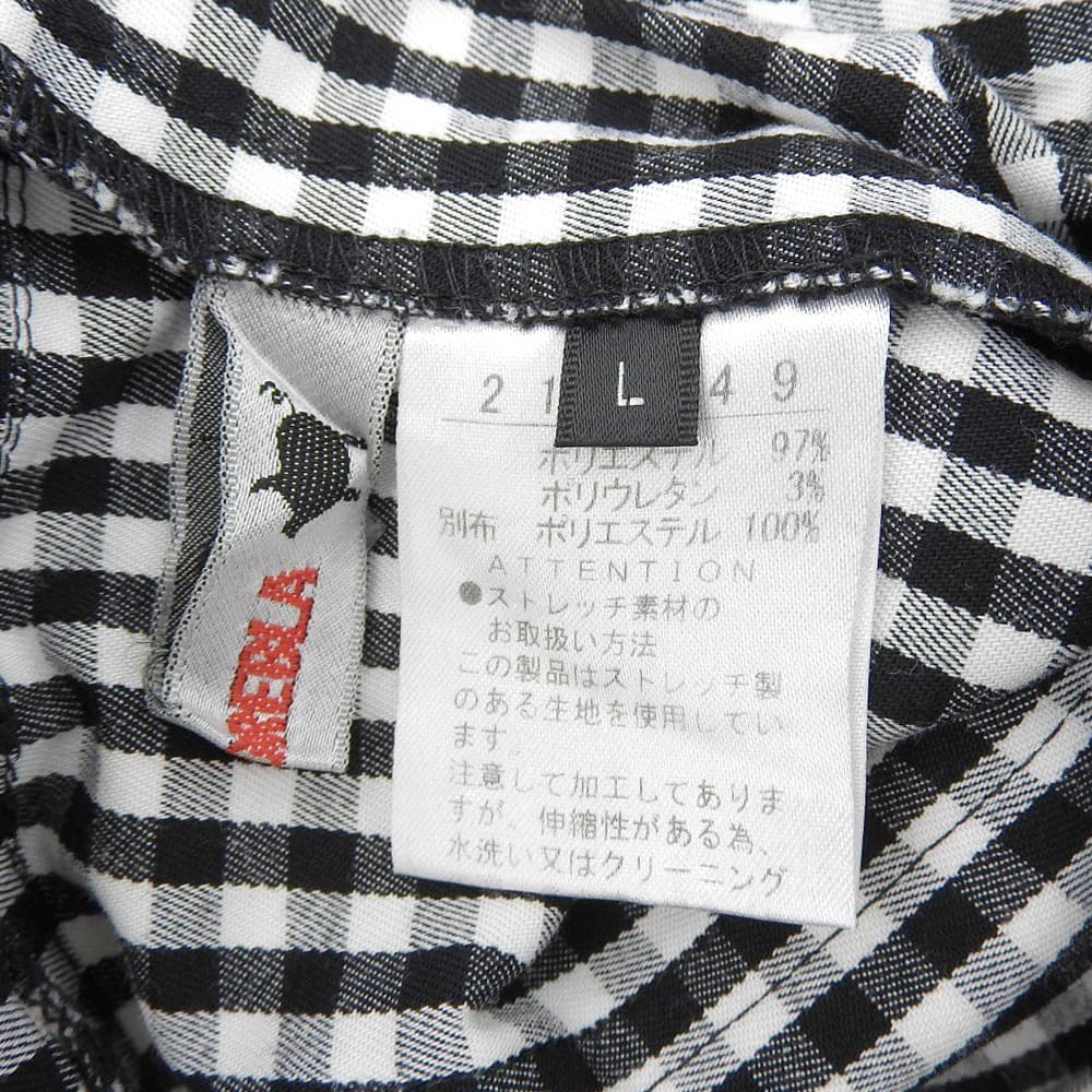 OLLEBOREBLA ALBEROBELLO 精品 格纹 小猪 鲸鱼 刺绣 休闲裤 下装 女士 黑色×白色 L 下装 L 女士