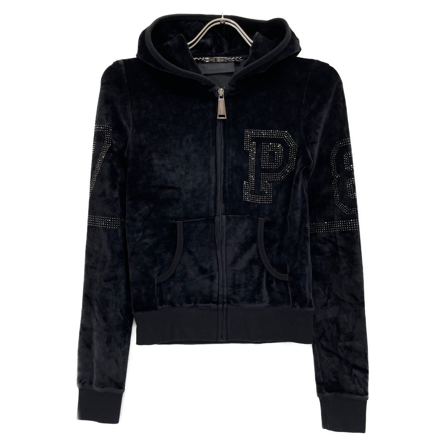 PHILIPP PLEIN Black Velour Swarovski Tracksuit Set-Up Suit Set-Up XS Ladies