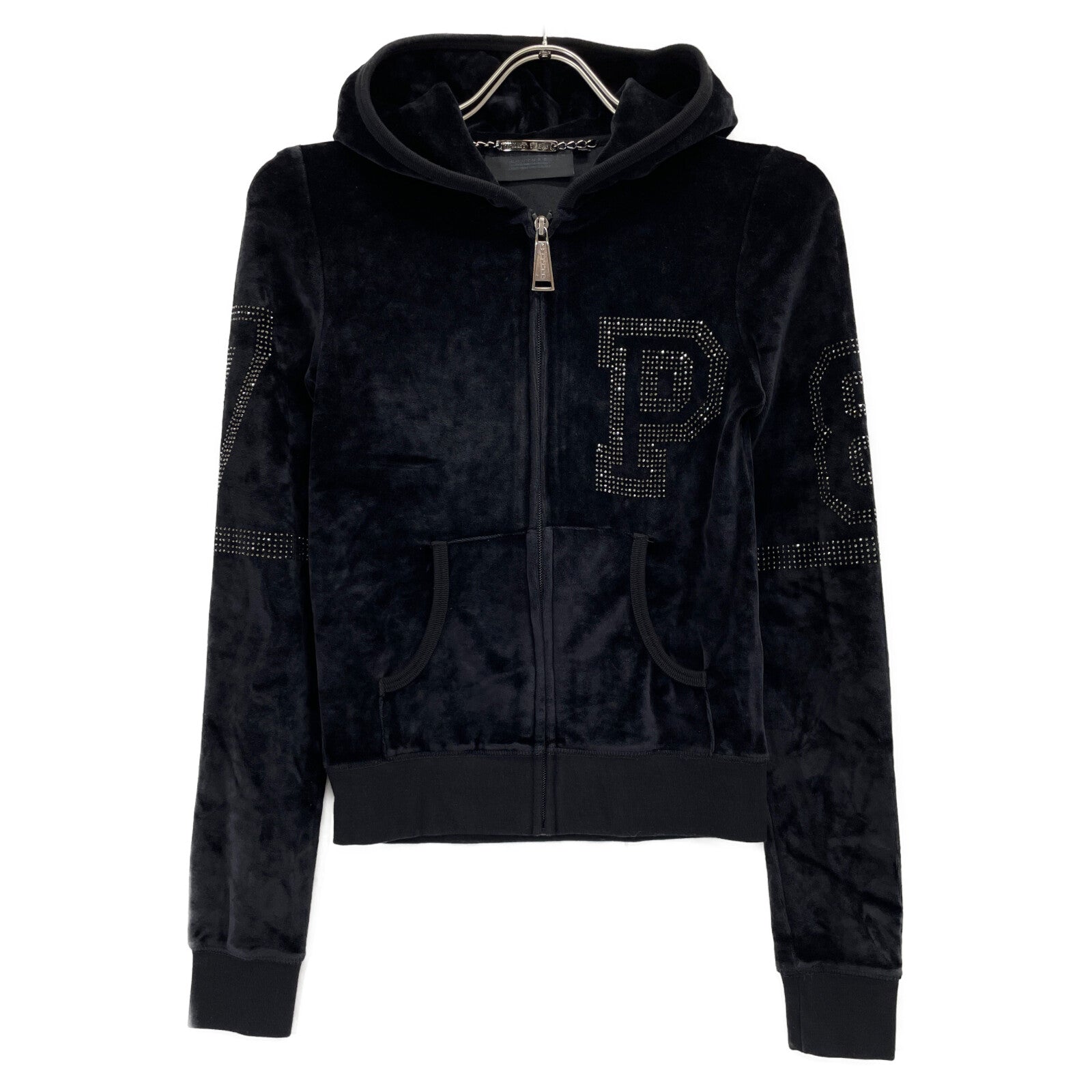 PHILIPP PLEIN Black Velour Swarovski Tracksuit Set-Up Suit Set-Up XS Ladies