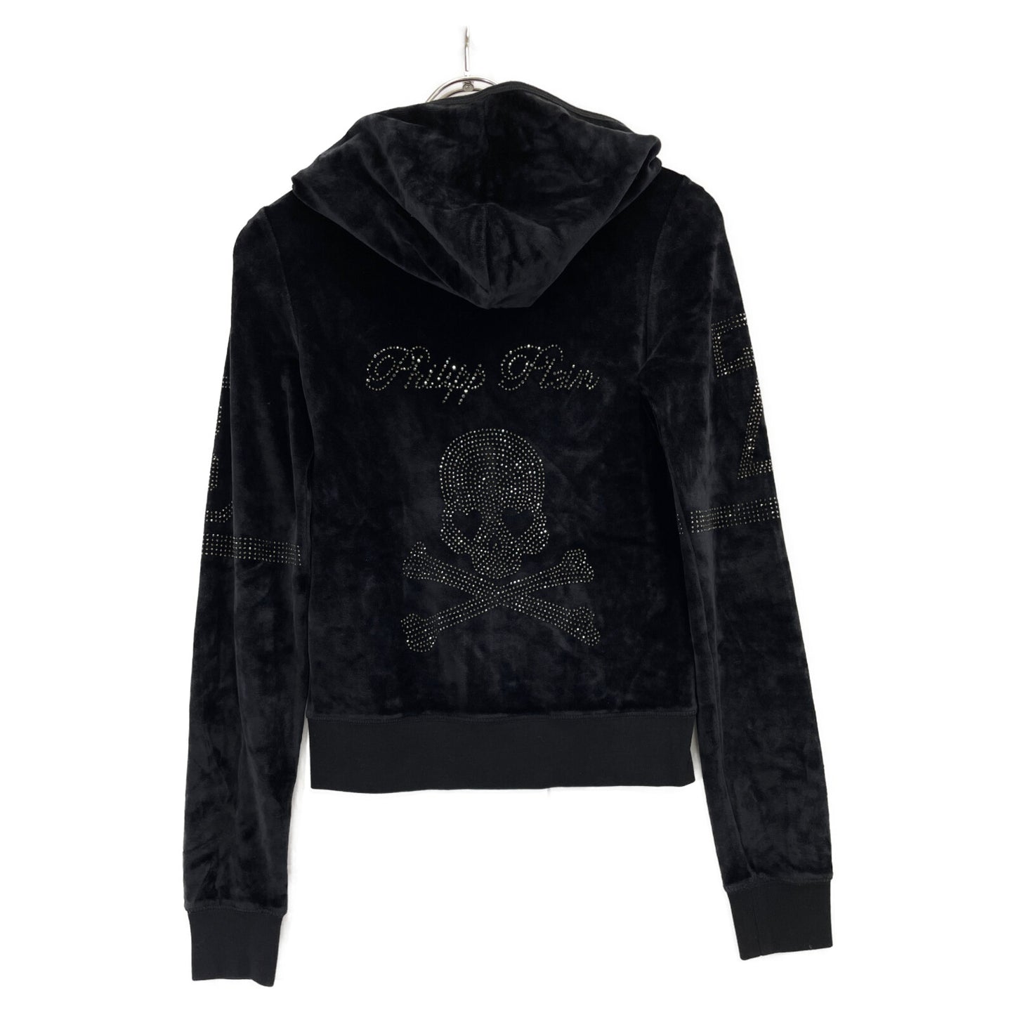 PHILIPP PLEIN Black Velour Swarovski Tracksuit Set-Up Suit Set-Up XS Ladies