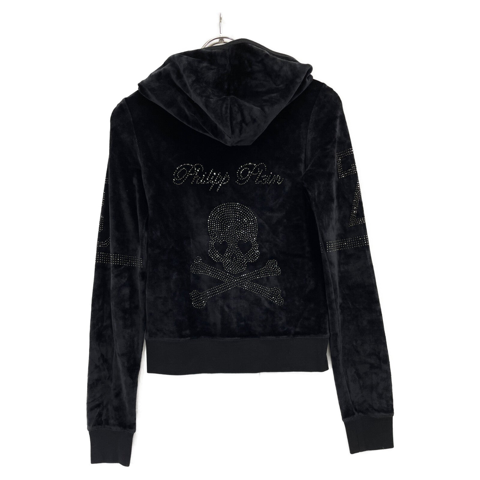 PHILIPP PLEIN Black Velour Swarovski Tracksuit Set-Up Suit Set-Up XS Ladies