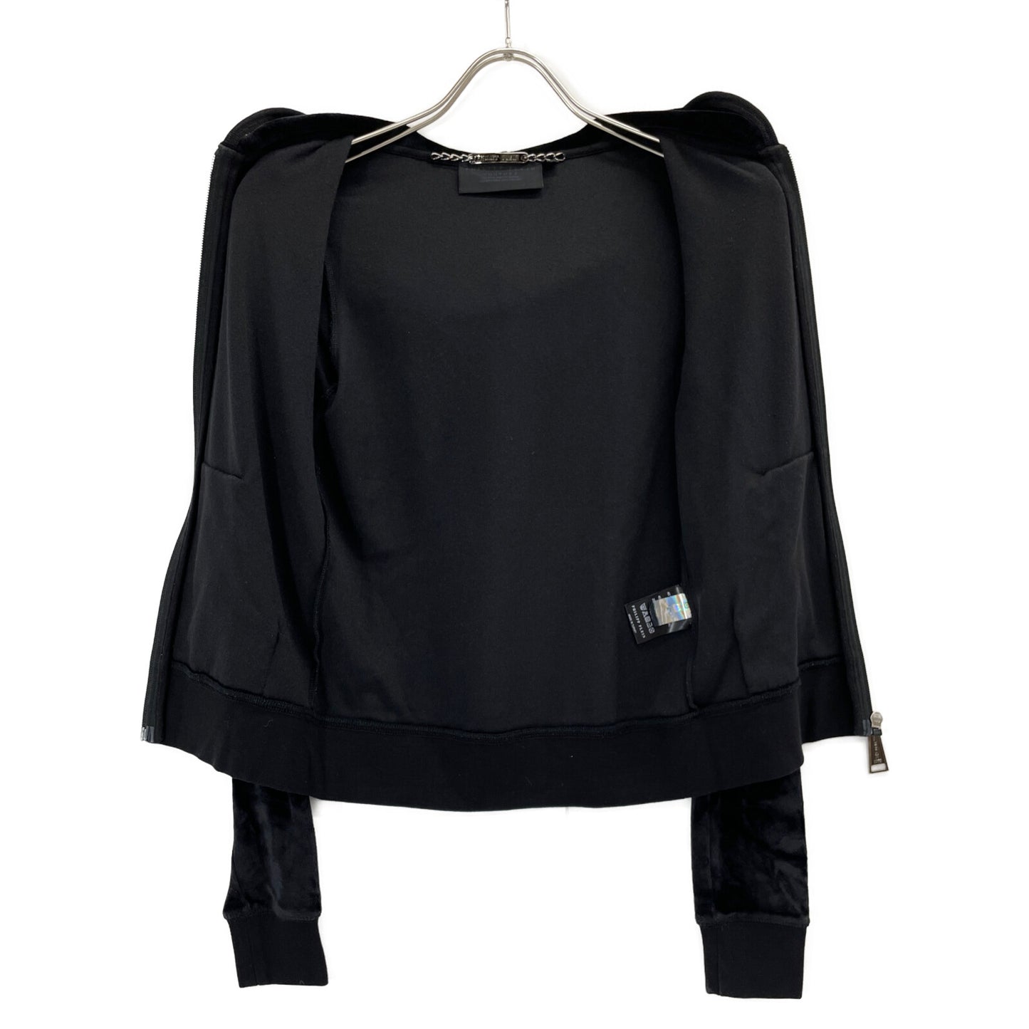 PHILIPP PLEIN Black Velour Swarovski Tracksuit Set-Up Suit Set-Up XS Ladies