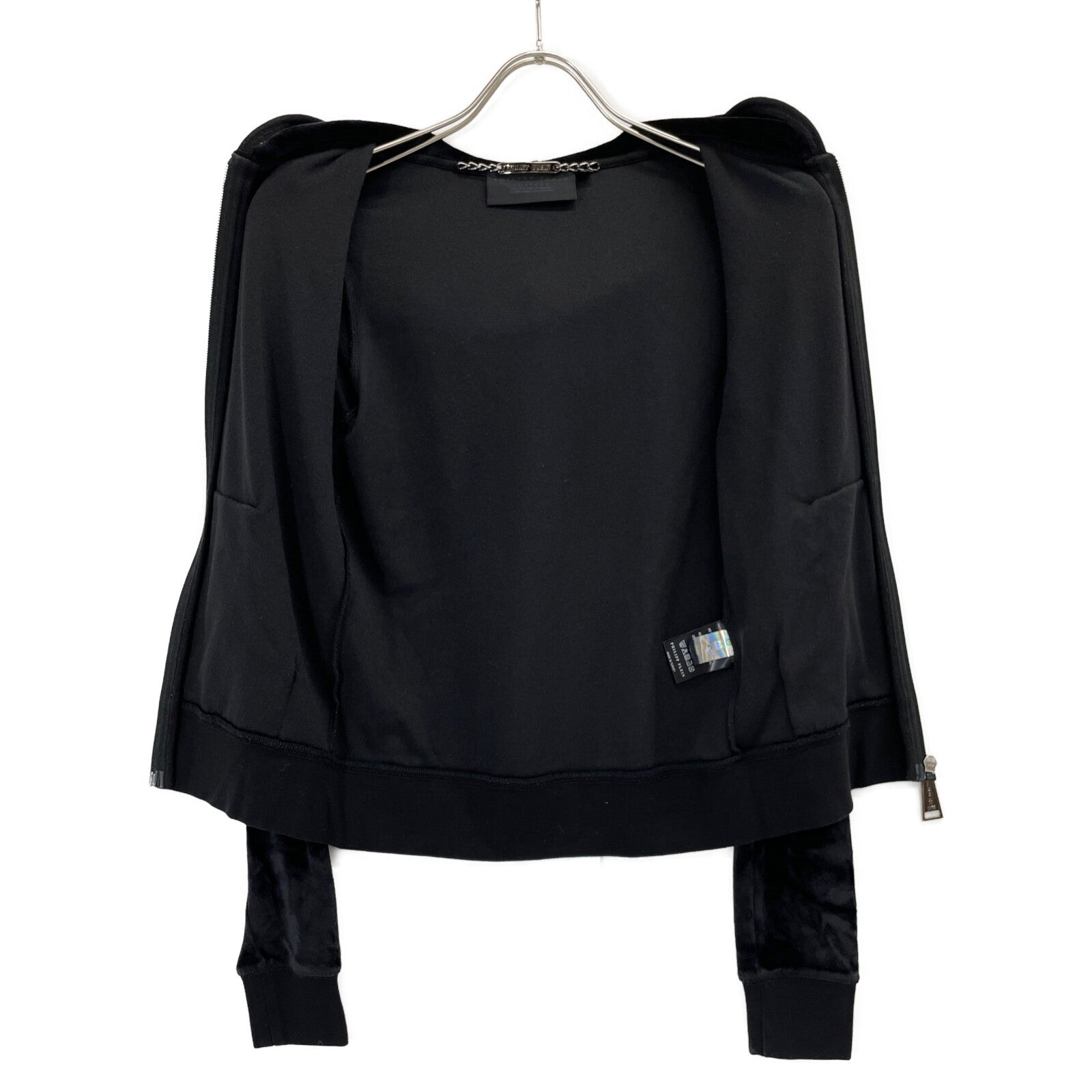 PHILIPP PLEIN Black Velour Swarovski Tracksuit Set-Up Suit Set-Up XS Ladies