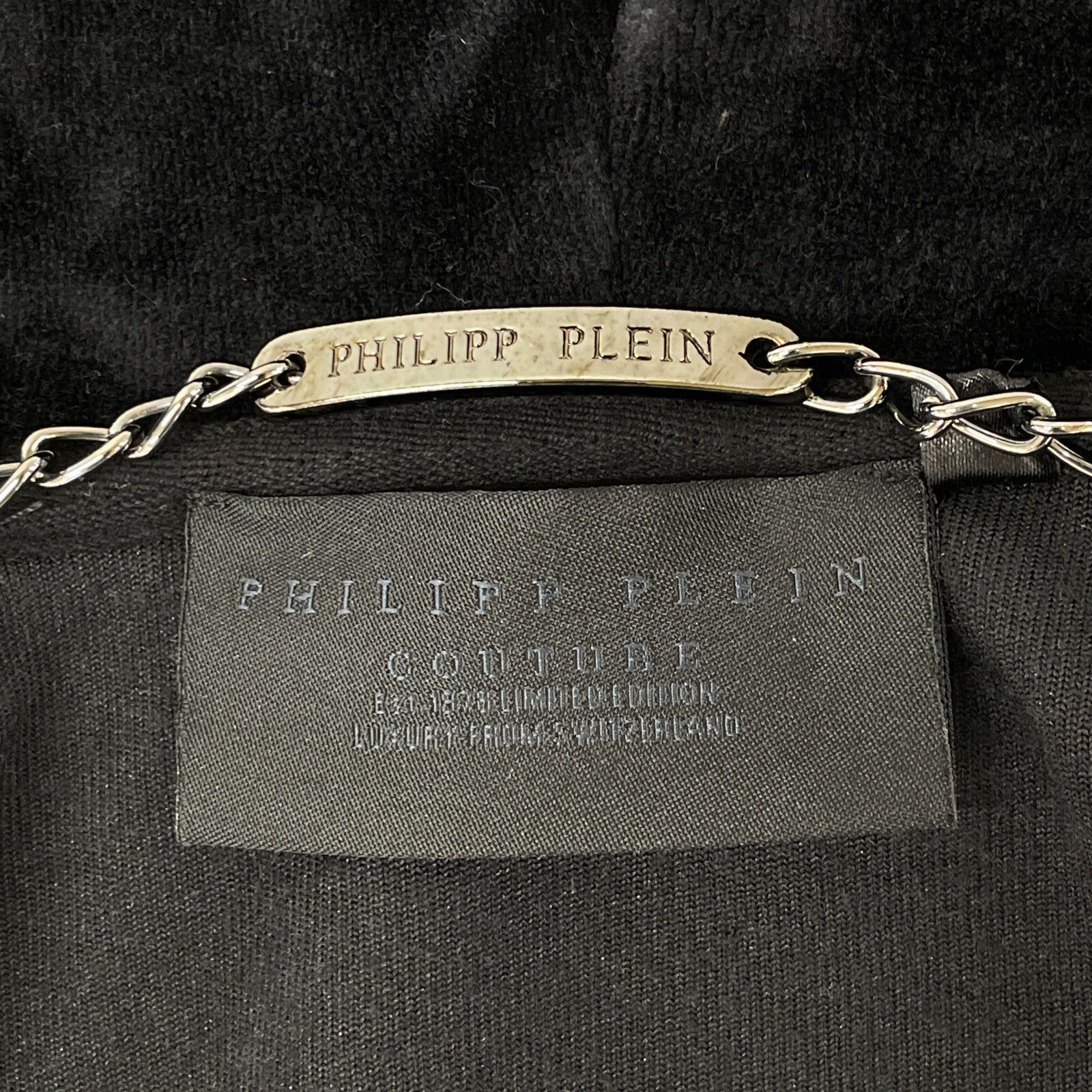 PHILIPP PLEIN Black Velour Swarovski Tracksuit Set-Up Suit Set-Up XS Ladies