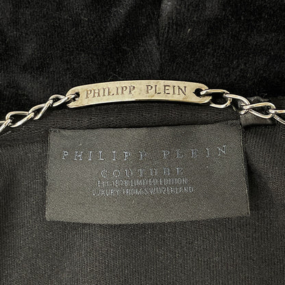 PHILIPP PLEIN Black Velour Swarovski Tracksuit Set-Up Suit Set-Up XS Ladies