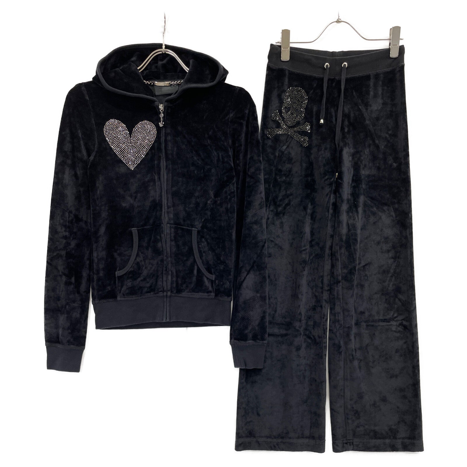 PHILIPP PLEIN 菲利普普兰 黑色 丝绒 水晶 运动服套装 XS 女士