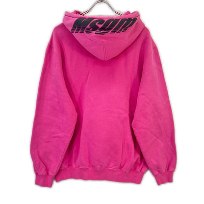 MSGM 2740MM76 Light Pink Long Sleeve Hooded Logo Parka Coat