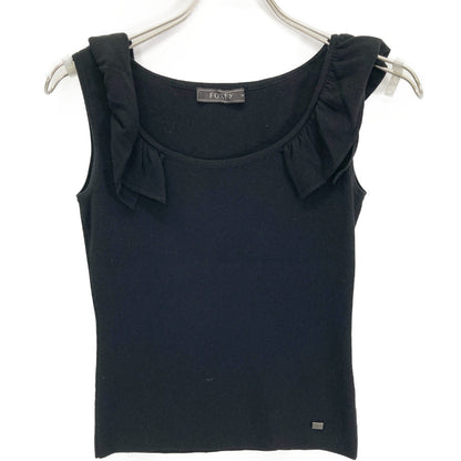 FOXEY BOUTIQUE フォクシーブティック 25559 SMYAZ16 ﾌﾞﾗｯｸ ﾉｰｽﾘｰﾌﾞ ﾌﾘﾙ ﾆｯﾄ トップス 38 レディース