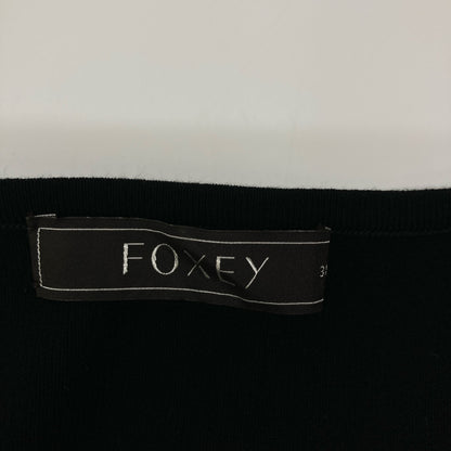 FOXEY BOUTIQUE フォクシーブティック 25559 SMYAZ16 ﾌﾞﾗｯｸ ﾉｰｽﾘｰﾌﾞ ﾌﾘﾙ ﾆｯﾄ トップス 38 レディース