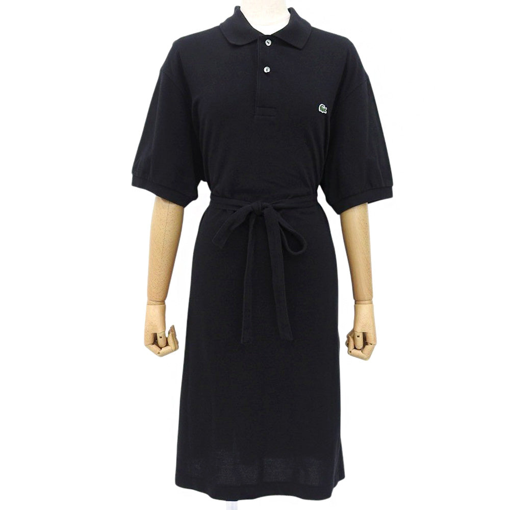 Lacoste ラコステ 美品 ロング ワンポイント ポロシャツワンピース レディース ブラック 38 EF121EL ワンピース
