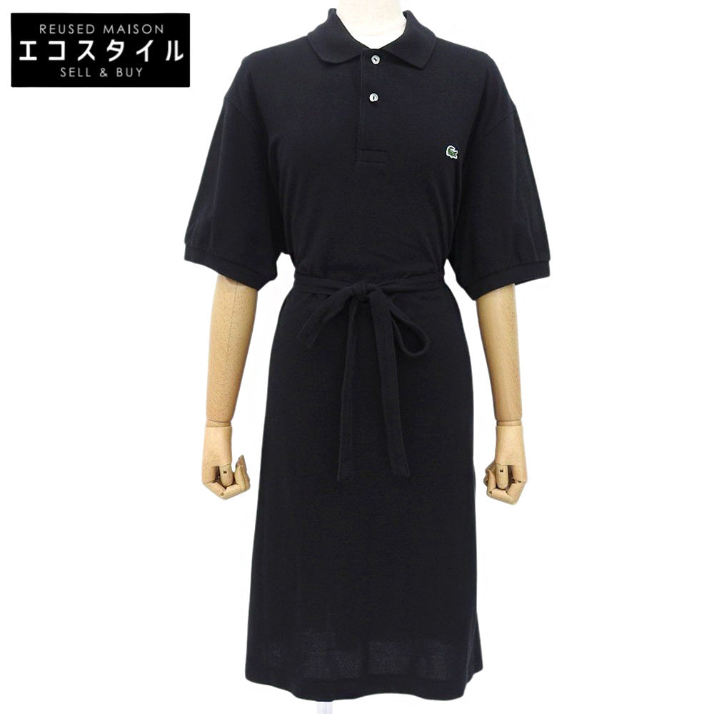 Lacoste ラコステ 美品 ロング ワンポイント ポロシャツワンピース レディース ブラック 38 EF121EL ワンピース