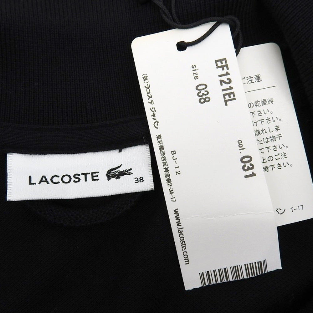 Lacoste ラコステ 美品 ロング ワンポイント ポロシャツワンピース レディース ブラック 38 EF121EL ワンピース