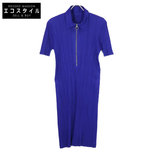 PLEATS PLEASE 三宅一生 PP81-JH186 18AW 蓝色 半拉链连衣裙 连衣裙