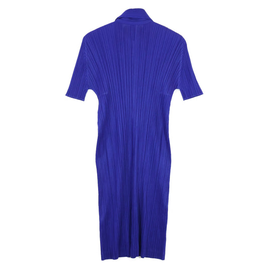 PLEATS PLEASE プリーツプリーズ PP81-JH186 18AW ブルー ハーフジップワンピース ワンピース