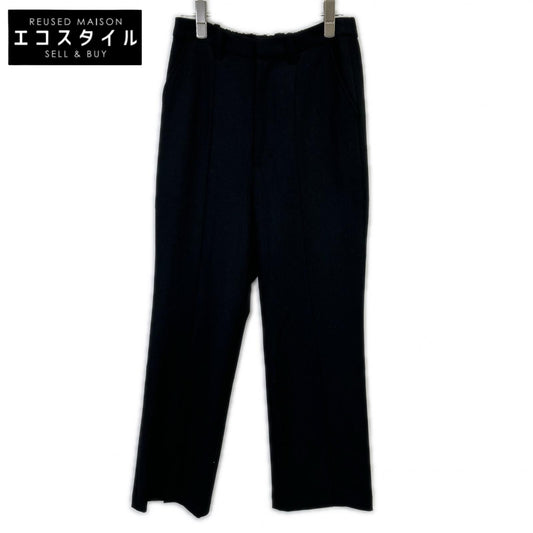 BLACK RAYON WOOL SCULPTOR FLARE PANTS Bottoms 36 Women's