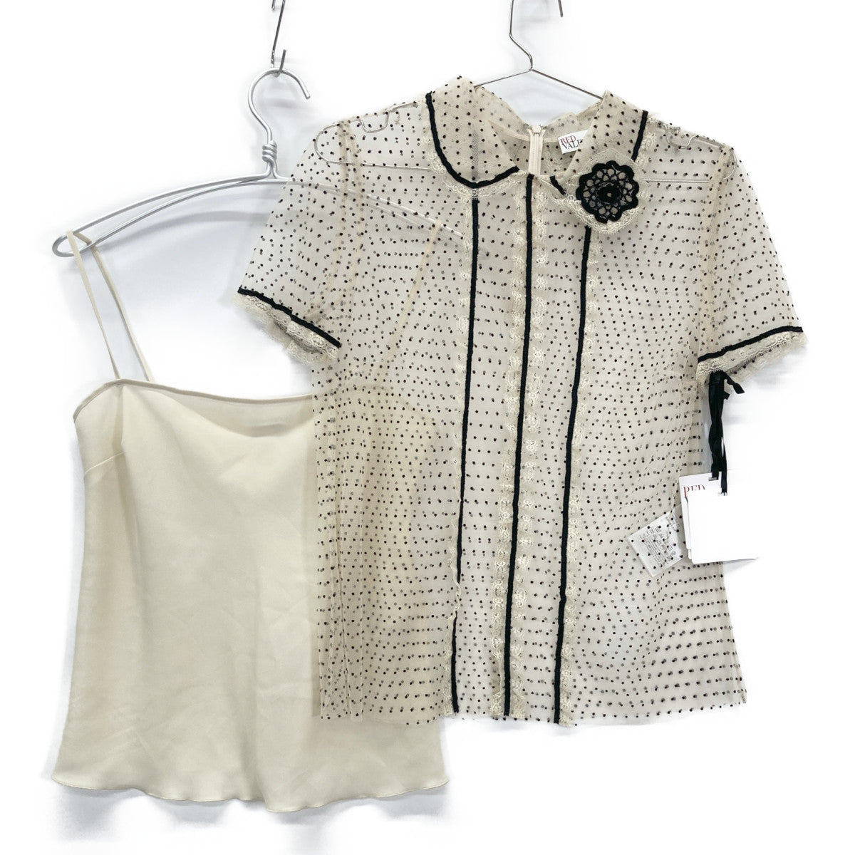 RED VALENTINO レッドヴァレンチノ UR3AE00W57N レース ドット 半袖ブラウス トップス