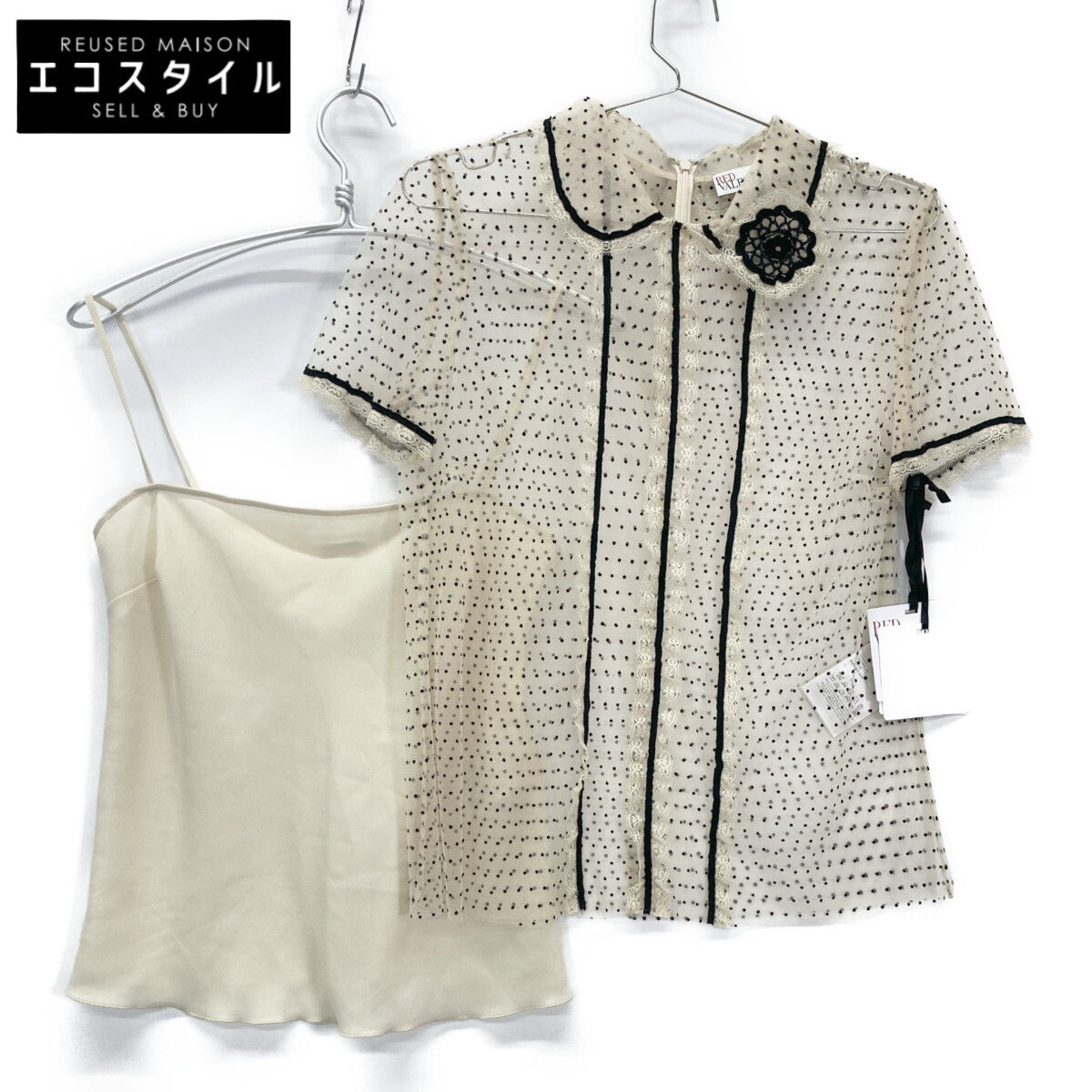 RED VALENTINO レッドヴァレンチノ UR3AE00W57N レース ドット 半袖ブラウス トップス