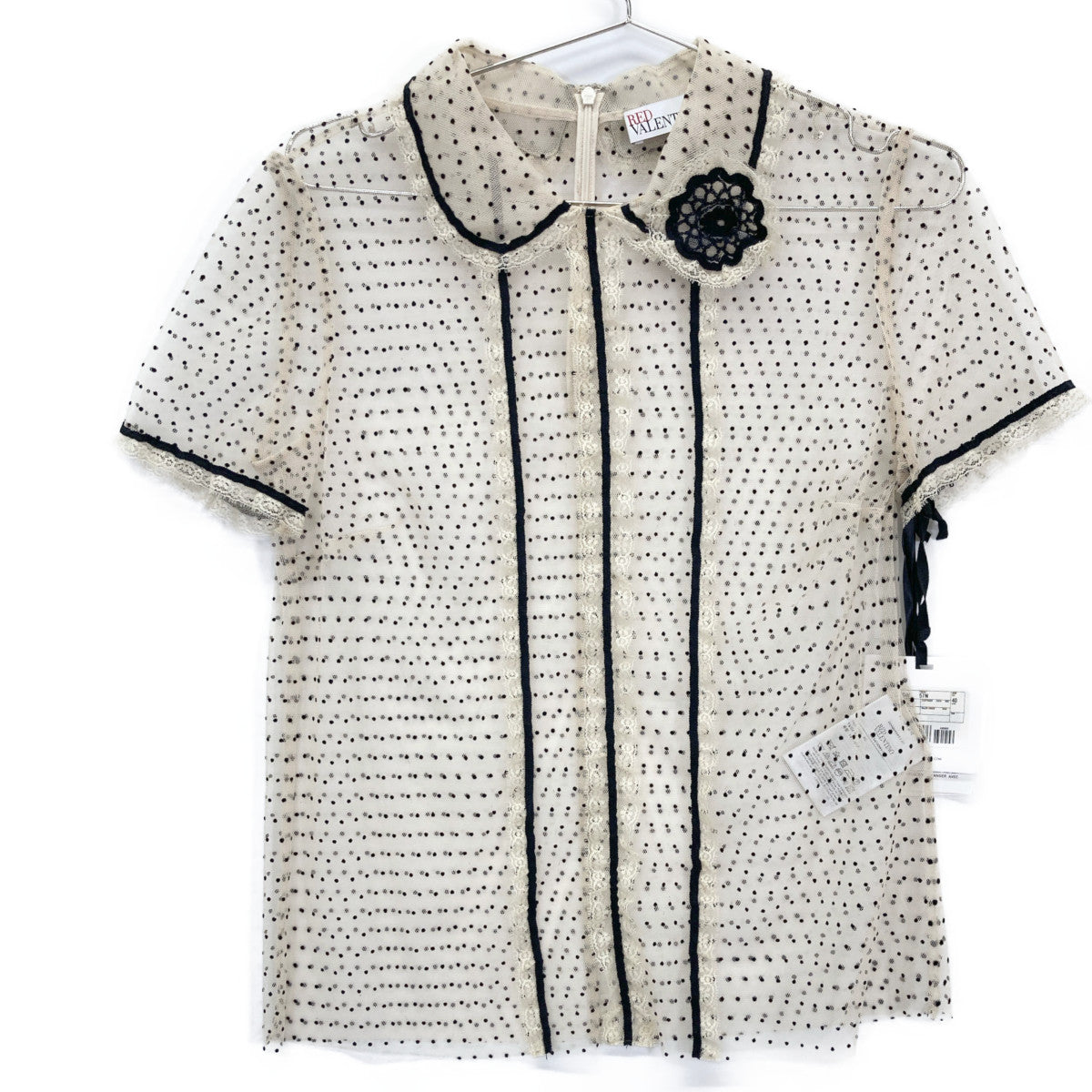 RED VALENTINO レッドヴァレンチノ UR3AE00W57N レース ドット 半袖ブラウス トップス