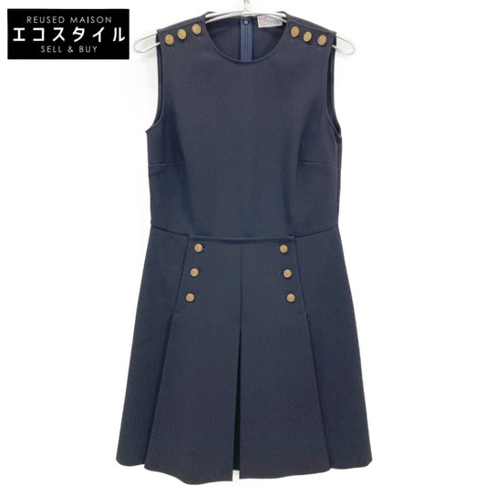 RED VALENTINO Navy Gold Button Cady Dress XR3VADC05LB