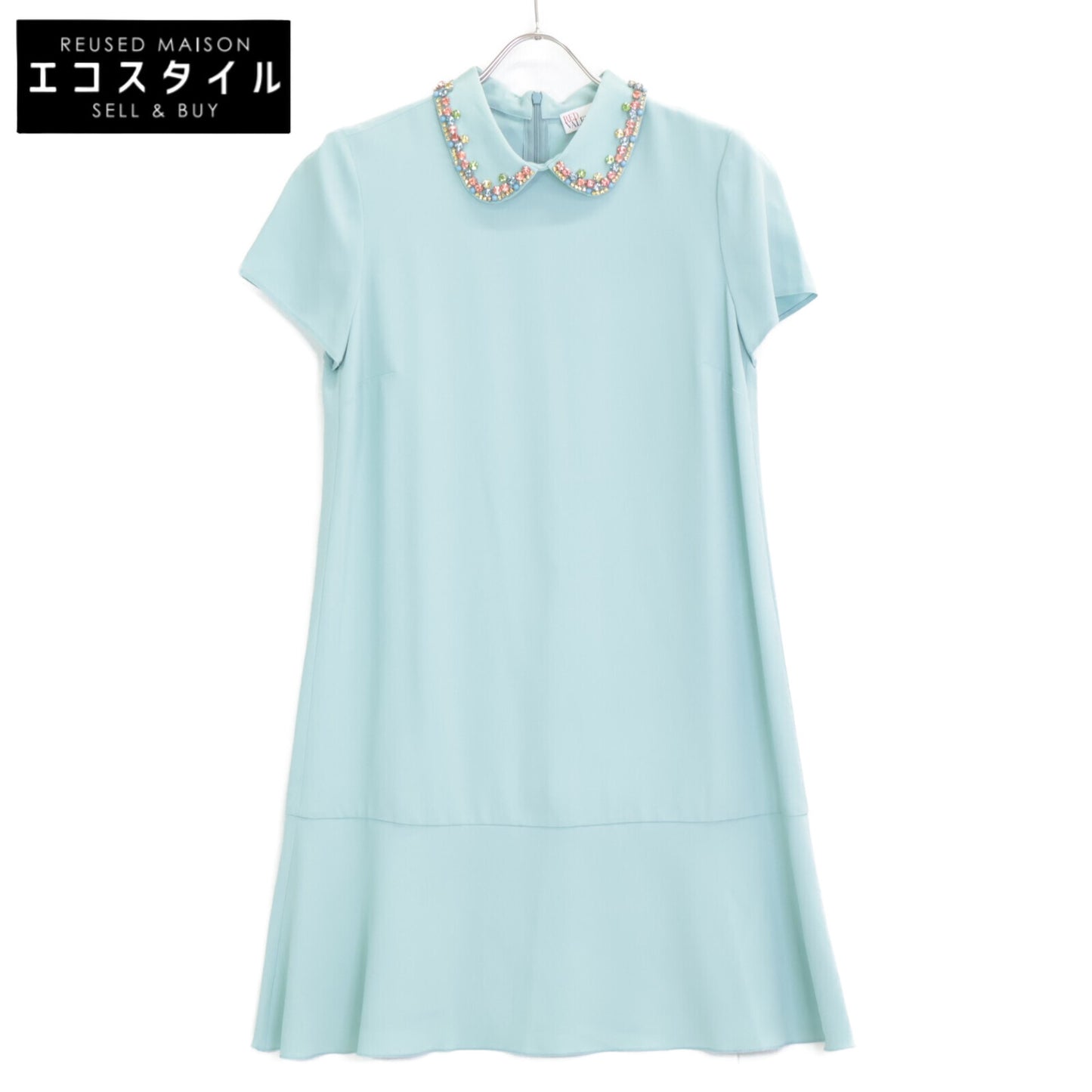 RED VALENTINO Red Valentino SR3VAH020F1 Green Collar Embellished Dress