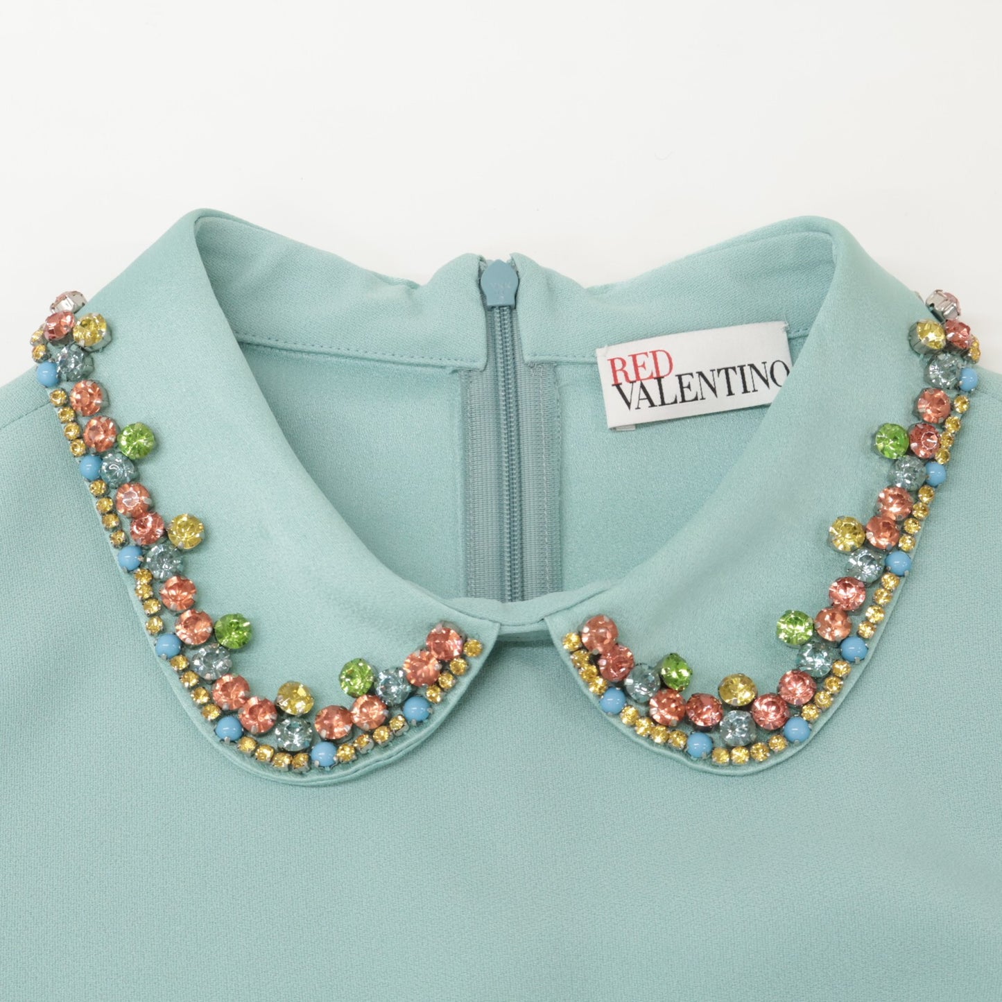 RED VALENTINO Red Valentino SR3VAH020F1 Green Collar Embellished Dress