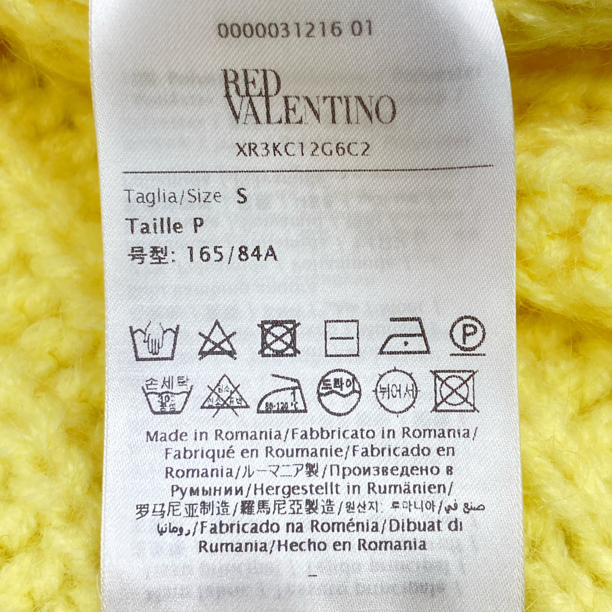 RED VALENTINO 红色华伦天奴 XR3KC12G 黄色 马海毛 绞花针织 上衣 S 女士