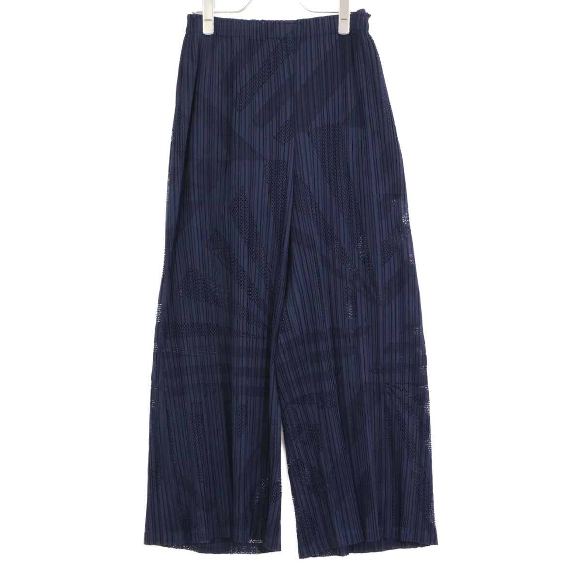 PLEATS PLEASE 20SS PP01-JF724 Navy Pleated Cutwork Pants Bottoms