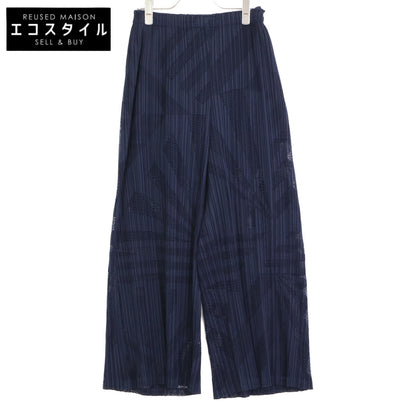 PLEATS PLEASE 20SS PP01-JF724 Navy Pleated Cutwork Pants Bottoms