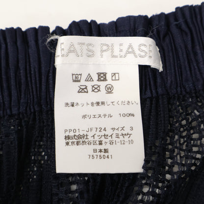 PLEATS PLEASE 20SS PP01-JF724 Navy Pleated Cutwork Pants Bottoms