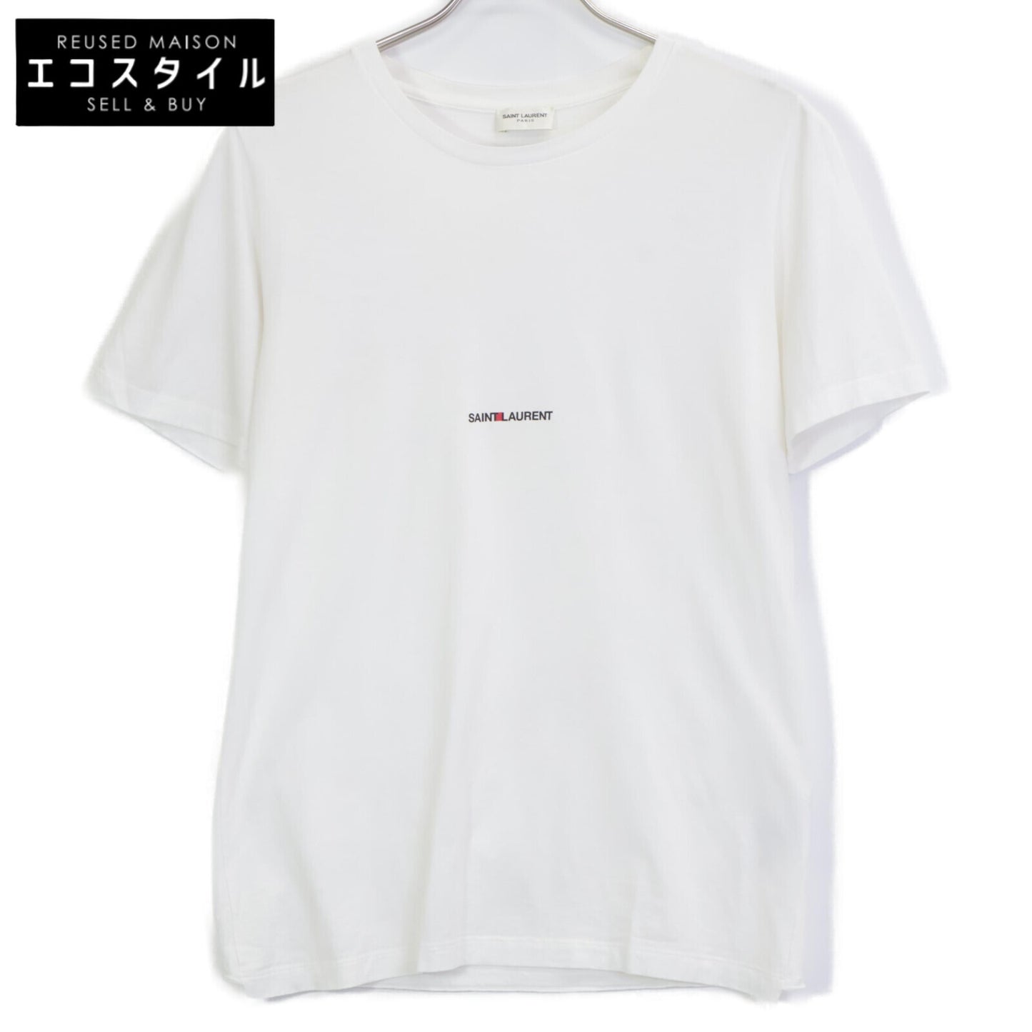 SAINT LAURENT PARIS サンローランパリ 17年 464572 ホワイト コットン ロゴ Tシャツ トップス