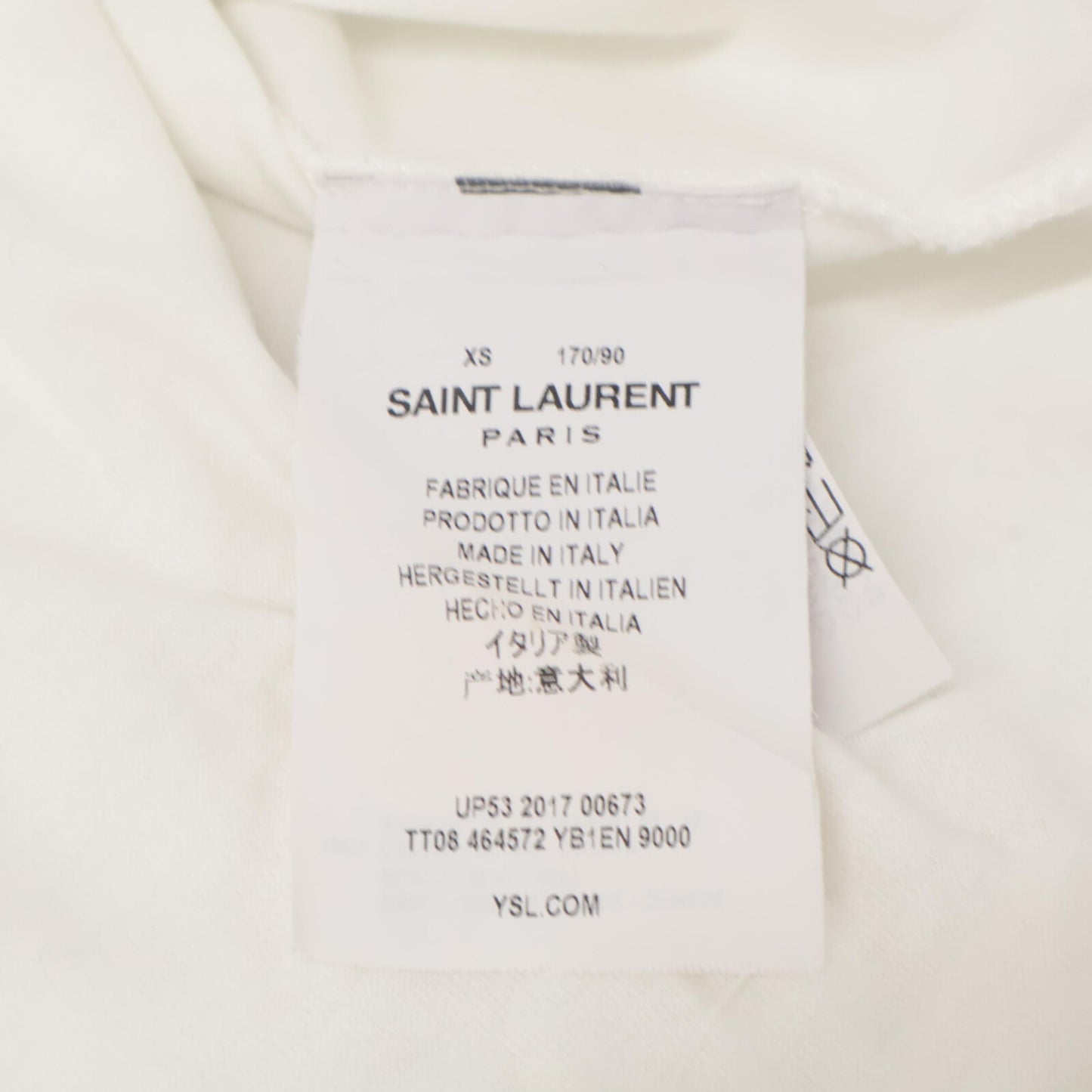 SAINT LAURENT PARIS サンローランパリ 17年 464572 ホワイト コットン ロゴ Tシャツ トップス