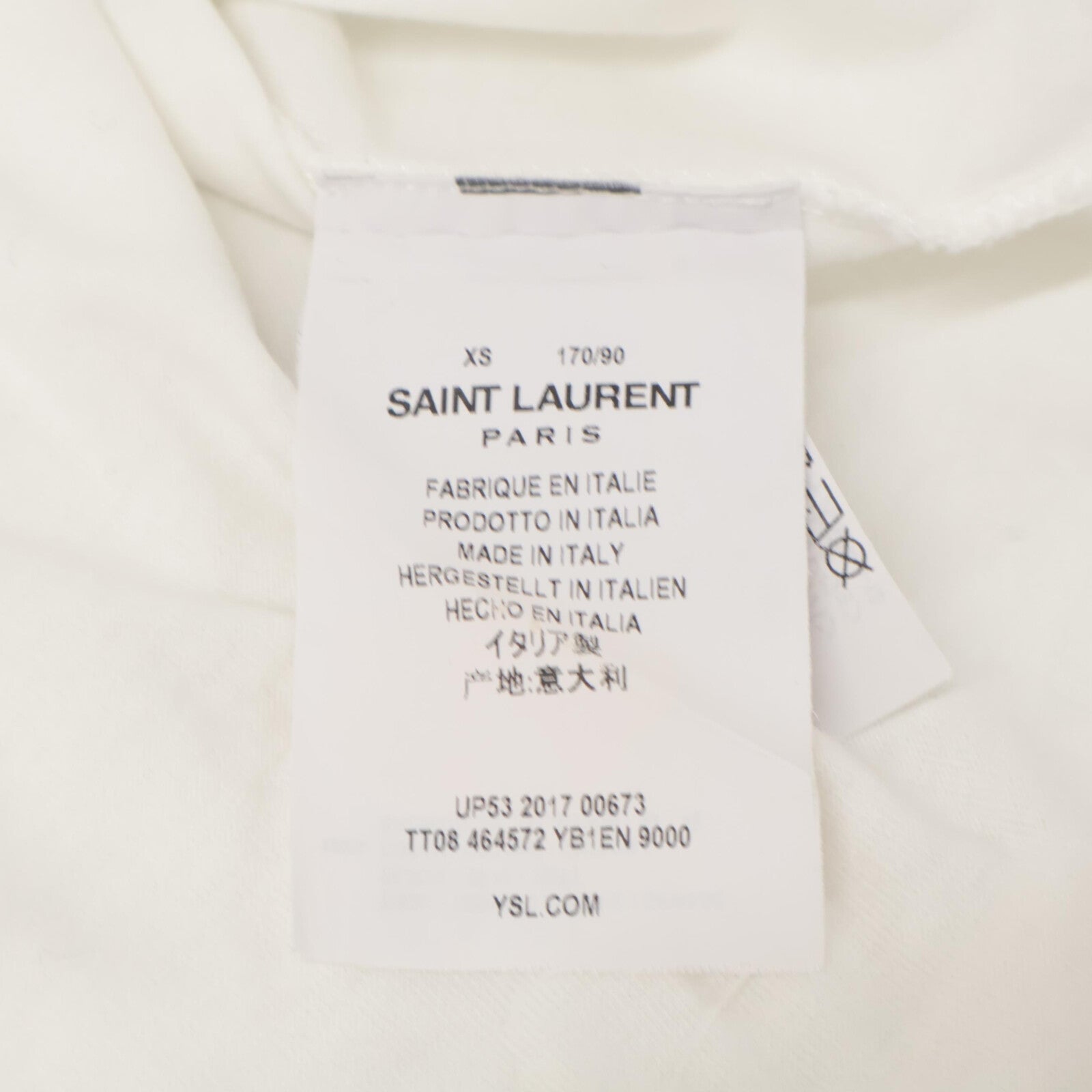 SAINT LAURENT PARIS サンローランパリ 17年 464572 ホワイト コットン ロゴ Tシャツ トップス