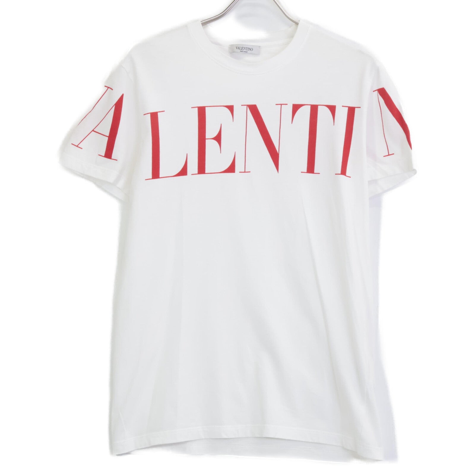 VALENTINO 2019 SV3MG03B5FN White x Red Logo T-shirt Tops