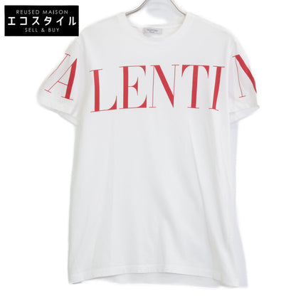 VALENTINO 2019 SV3MG03B5FN White x Red Logo T-shirt Tops