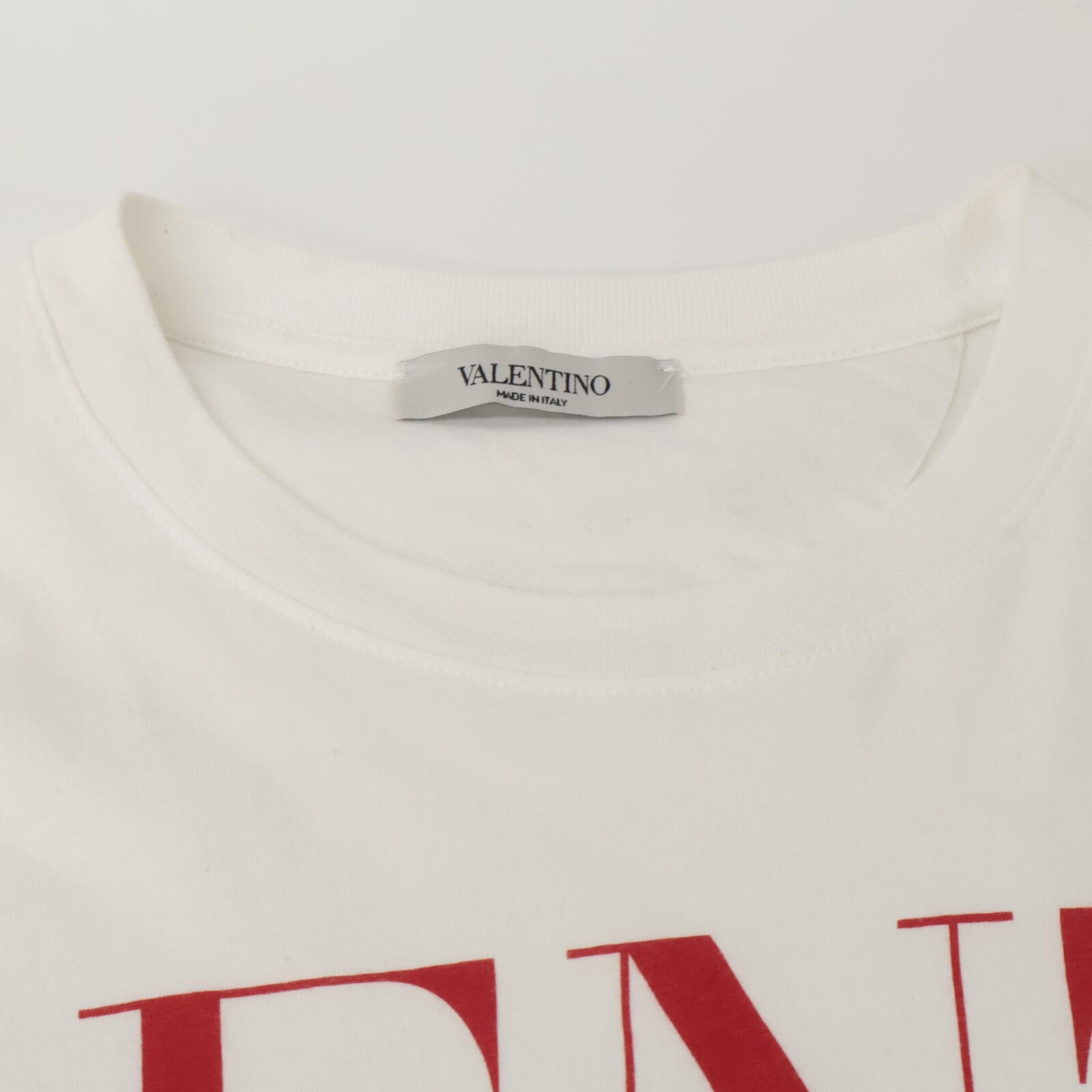 VALENTINO 2019 SV3MG03B5FN White x Red Logo T-shirt Tops