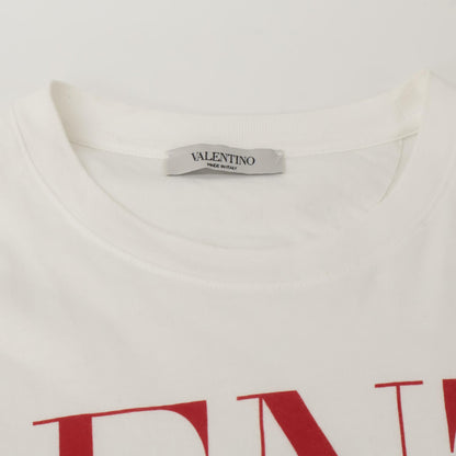 VALENTINO 2019 SV3MG03B5FN White x Red Logo T-shirt Tops