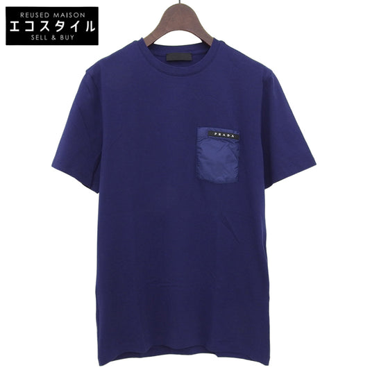 PRADA Rubber Logo Pocket Cotton T-shirt Top Mens Blue XS 2019 SJN250 Top