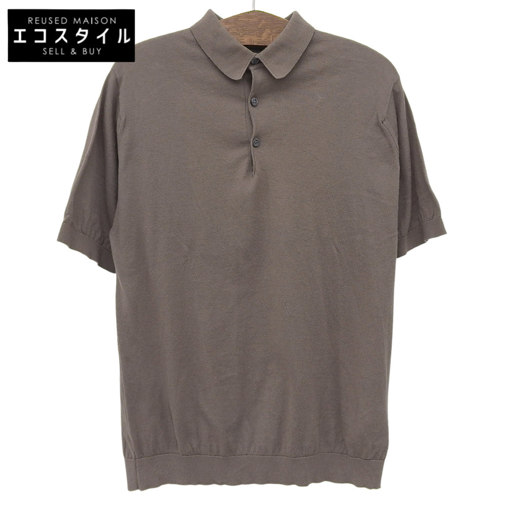 JOHN SMEDLEY ジョンスメドレー 美品 シーアイランド コットン ニット ポロシャツ トップス メンズ ブラウン系 L トップス