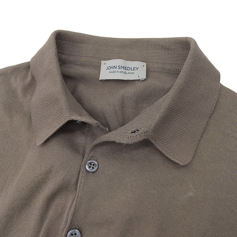 JOHN SMEDLEY ジョンスメドレー 美品 シーアイランド コットン ニット ポロシャツ トップス メンズ ブラウン系 L トップス